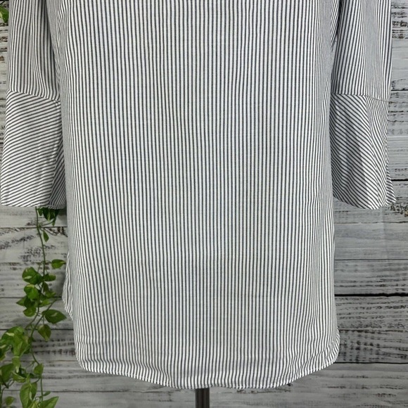 Jones New York Tunic Blouse sz Small Black White Striped Sailor Nautical Cruise - Picture 7 of 12